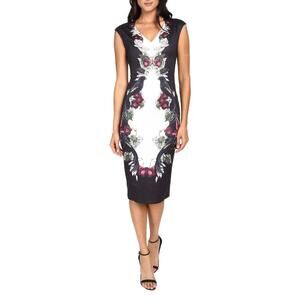 Ted Baker London Bejewelled Shadows Printed Dress Sz 10